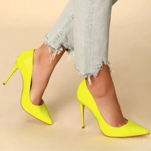 Steve Madden Daisie Neon Yellow Leather Stiletto Heels Pumps Sz 9